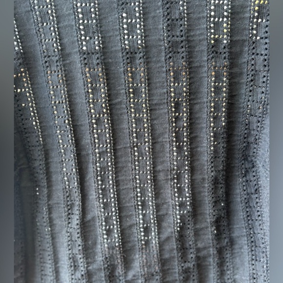 Free People “Star Struck” Eyelet Puff Sleeve Crop Top Black Open Back XS Cotton - Picture 10 of 11